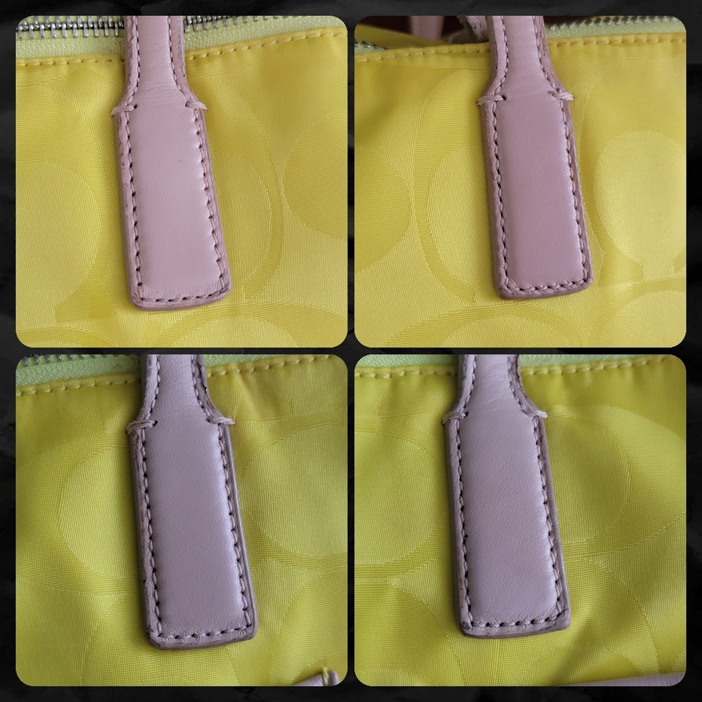Coach 24862 East West Signature Nylon Tote Yellow Pink Bag Y2K - Picture 14 of 16